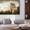 Plakat: Styl vintage zdjęcie z brooklyn bridge w nowym jorku