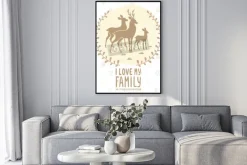 Plakat: Stylowe karty z sylwetka piękne jeleni rodziny. ilustracji wektorowych