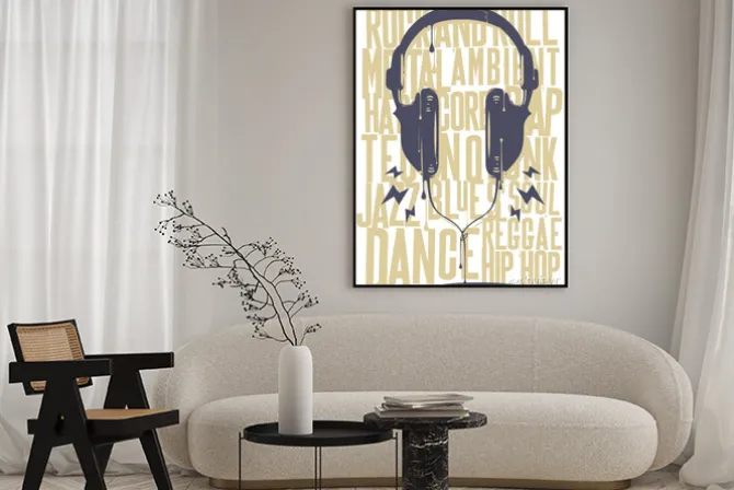 Plakat: Słuchawki malowane