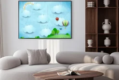 Plakat: Surrealistyczny krajobraz wiszące chmury i balonów na ogrzane