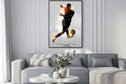 Plakat: Sylwetka piłkarza z efektem świetlnym
