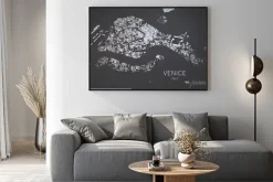 Plakat: Szara mapa miasta wenecji