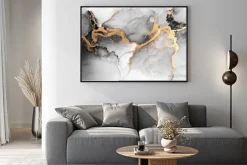 Plakat: Szaro-czarny marmur ze złoceniami