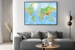 Plakat: Szczegółowa fizyczna mapa świata