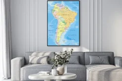 Plakat: Szczegółowa mapa ameryki południowej po angielsku