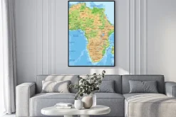 Plakat: Szczegółowa mapa fizyczna afryki