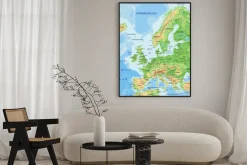 Plakat: Szczegółowa mapa fizyczna europy
