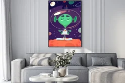 Plakat: Szczęśliwy obcy. retro stylem karty / plakat / tło.