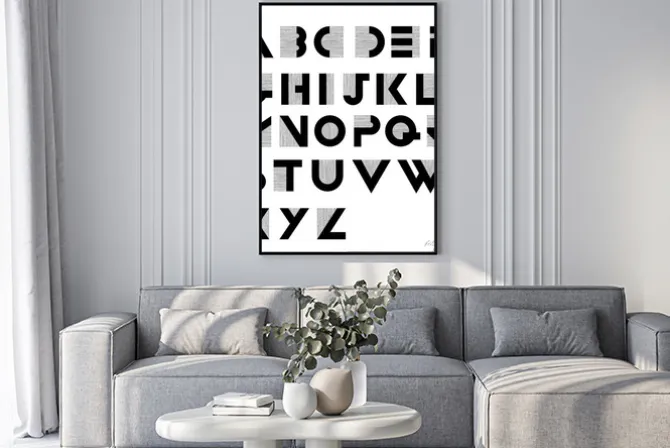 Plakat: Szeroki dekoracyjne retro alfabetu