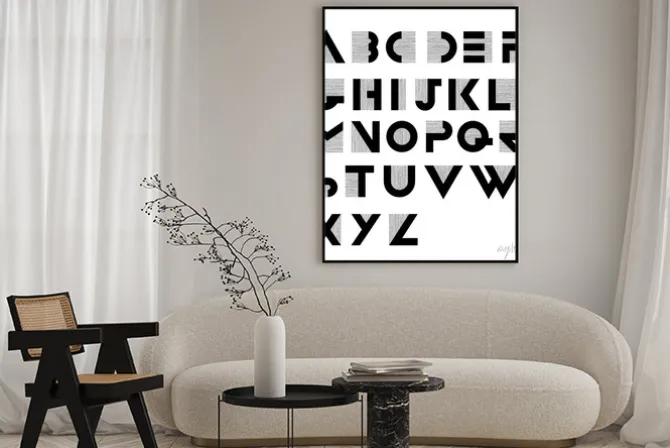 Plakat: Szeroki dekoracyjne retro alfabetu