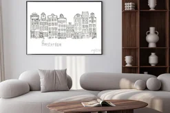 Plakat: Szkic holandia amsterdam domy izolowane literowanie