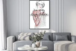 Plakat: Szkic moda dziewczyna rysunek z akwarela