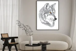 Plakat: Szkic złotookiego wilka