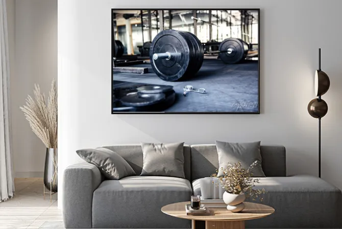 Plakat: Sztanga na siłowni
