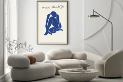 Plakat: Sztuka abstrakcyjna niebieska sylwetka w stylu matisse