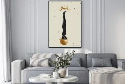 Plakat: Sztuka jogi ilustracja ze złotymi księżycami