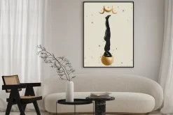 Plakat: Sztuka jogi ilustracja ze złotymi księżycami