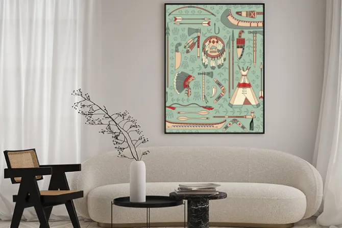 Plakat: Szwu z indiańskich atrybutów