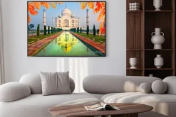Plakat: Taj mahal o wschodzie słońca, agra, uttar pradesh, indie.