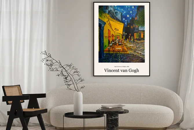 Plakat: Taras kawiarni nocą van gogh