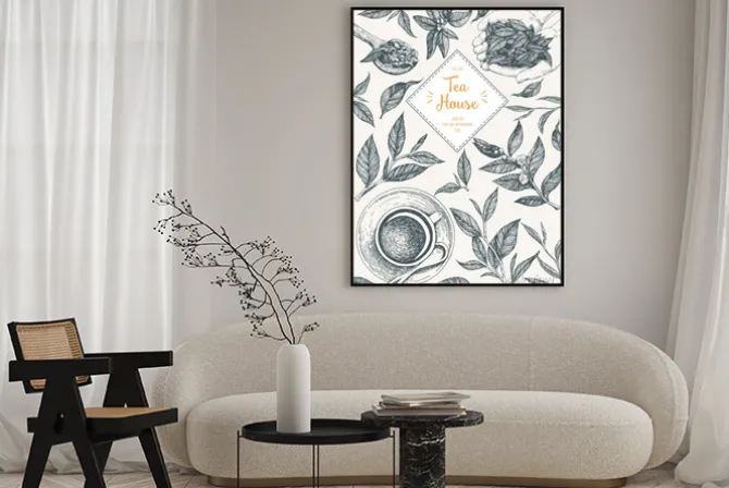 Plakat: Tea shop ilustracji wektorowych. konstrukcja wektora karty z