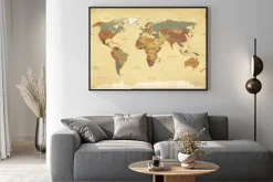 Plakat: Teksturowana mapa świata w stylu retro