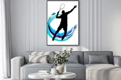 Plakat: Tenisista odbijający piłkę