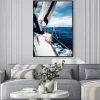 Plakat: The white sails of yachts on the background of sea and sky in