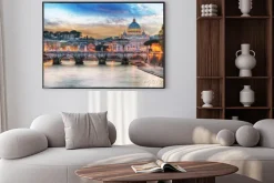 Plakat: Tiber i st peter bazylika w watykanie z tęczy, rzym