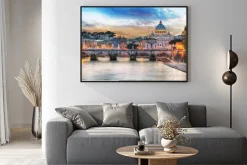 Plakat: Tiber i st peter bazylika w watykanie z tęczy, rzym