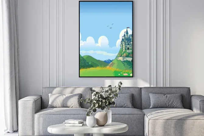 Plakat: Tło fantasy z zamku wektor cartoon