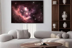 Plakat: Tło przestrzeni nocnego nieba z mgławicy i gwiazd, ilustracja