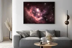 Plakat: Tło przestrzeni nocnego nieba z mgławicy i gwiazd, ilustracja