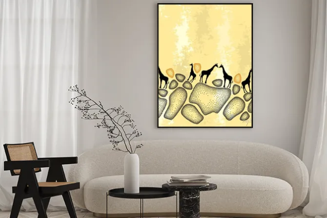 Plakat: Tło zwierzę w stylu dotwork.