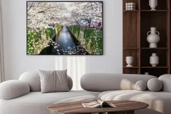 Plakat: Tokio, japonia w meguro kanał na wiosnę.