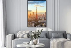 Plakat: Tokio panoramę miasta na zachód słońca w tokio