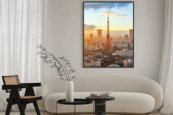 Plakat: Tokio panoramę miasta na zachód słońca w tokio