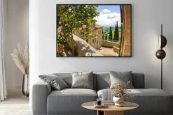 Plakat: Toskańska architektura z widokiem na pola