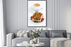 Plakat: Tradycyjne słodkie gofry i espresso