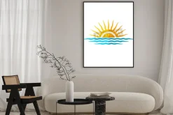 Plakat: Travel logo szablonu. sun z fal morskich.