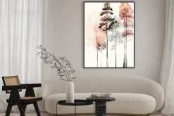 Plakat: Trees minimalistic watercolor art - generative ai