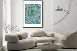 Plakat: Tropikalne owoce i liście w stylu william morris