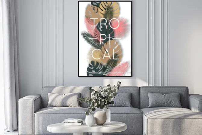 Plakat: Tropikalny wzór na banner, plakat. ilustracji wektorowych.