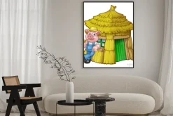 Plakat: Trzy małe świnie bajki dom słomy