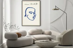 Plakat: Twarz konturowa abstrakcyjna w stylu matisse