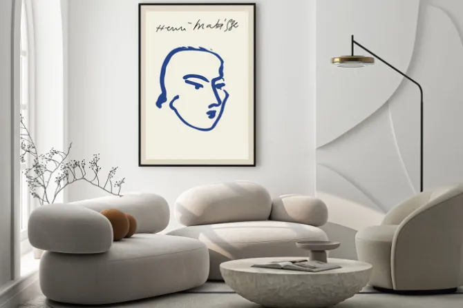 Plakat: Twarz konturowa abstrakcyjna w stylu matisse