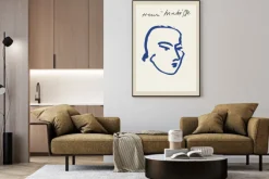 Plakat: Twarz konturowa abstrakcyjna w stylu matisse