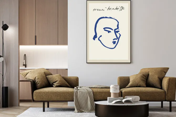 Plakat: Twarz konturowa abstrakcyjna w stylu matisse