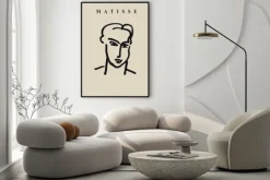 Plakat: Twarz minimalistyczna abstrakcyjna w stylu matisse