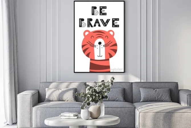 Plakat: Tygrysek w stylu skandynawskim z napisem